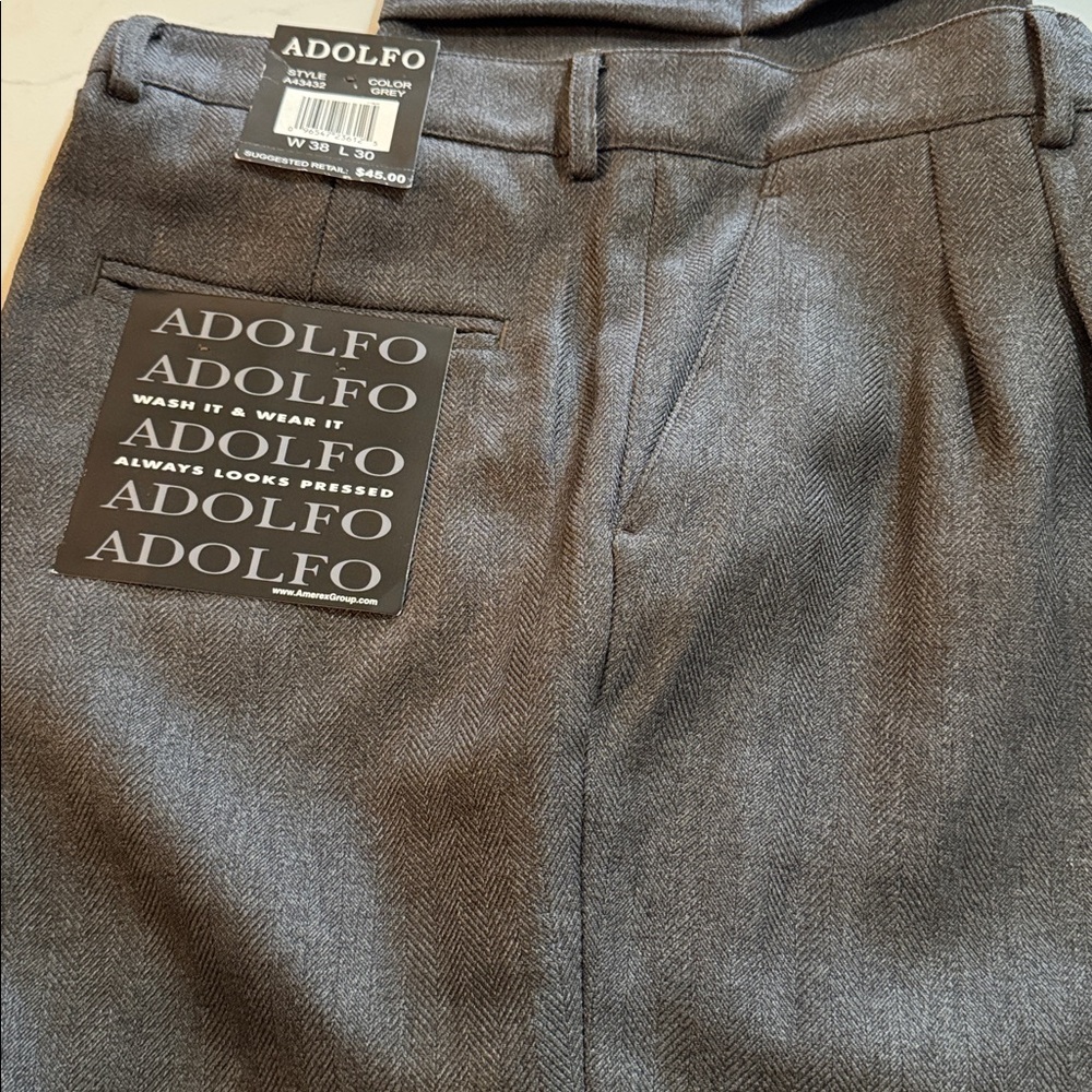 Adolfo Charcoal Men's Dress Pants 38 X 30